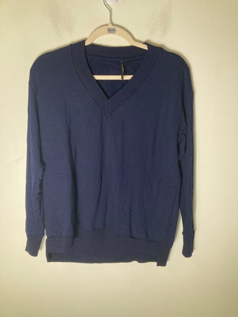 Capote Navy V Neck Pullover Sweter Sz XS